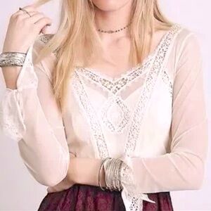 ❤️ Free People Victorian Lace Brocade Dress 0 XS